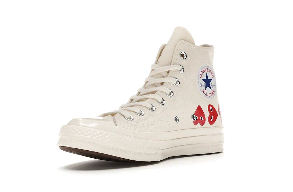 Converse Chuck Taylor All-Star 70 Hi Comme des Garcons Play Multi-Heart White - Dripflix