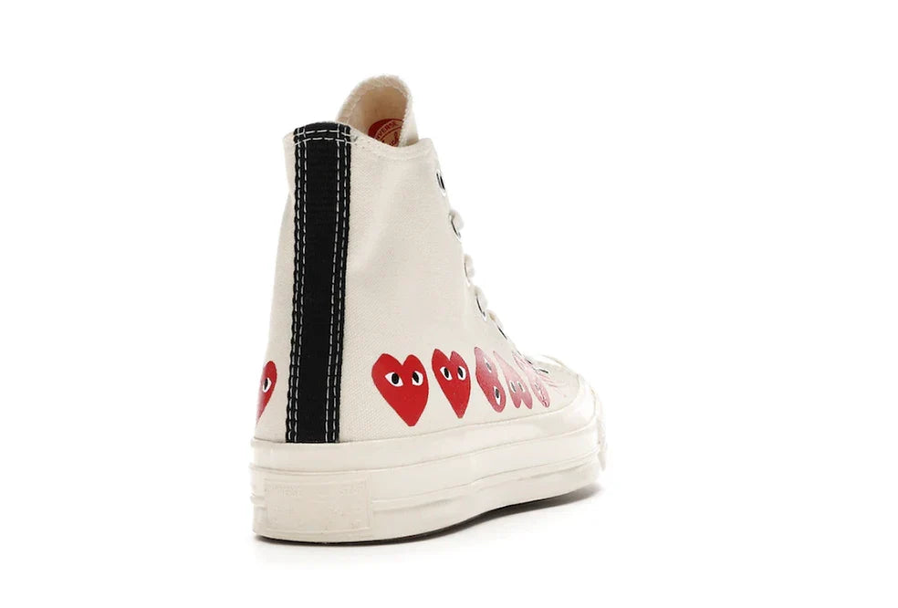 Converse Chuck Taylor All-Star 70 Hi Comme des Garcons Play Multi-Heart White - Dripflix