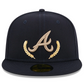 New Era Navy Atlanta Braves Gold Leaf 59FIFTY Fitted Hat - Dripflix